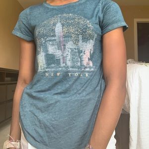 Turquoise t-shirt blouse